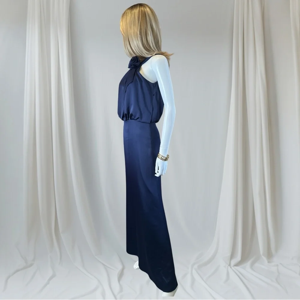 Max & Cleo Blue Halter Cocktail Gown - Picture 3 of 9